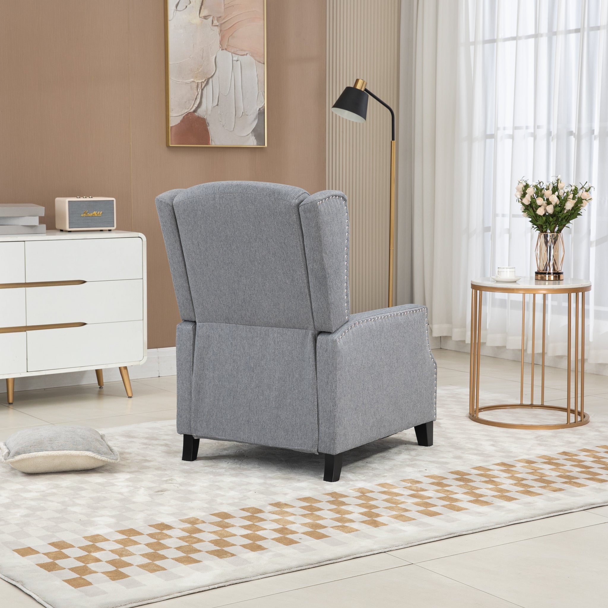 COOLMORE Modern Comfortable Upholstered leisure chair gray-linen