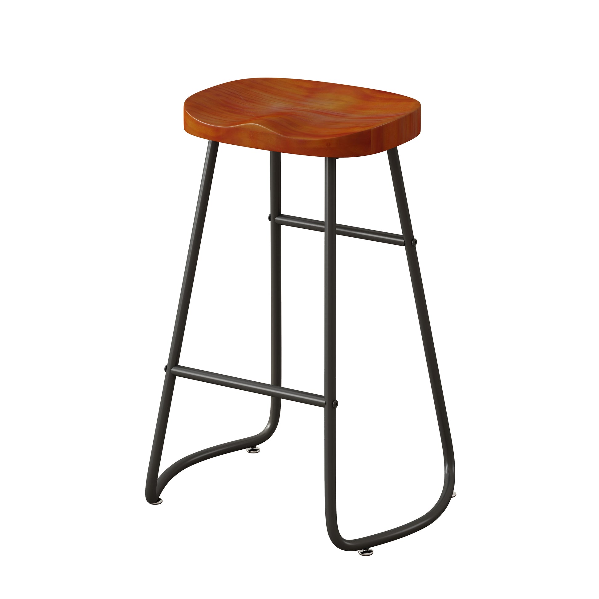 29.52" Stylish And Minimalist Bar Stools Set Of 2, Counter Height Bar Stools, For Kitchen Island, Coffee Shop, Bar, Home Balcony, Brown Brown Bar Stools Metal & Wood
