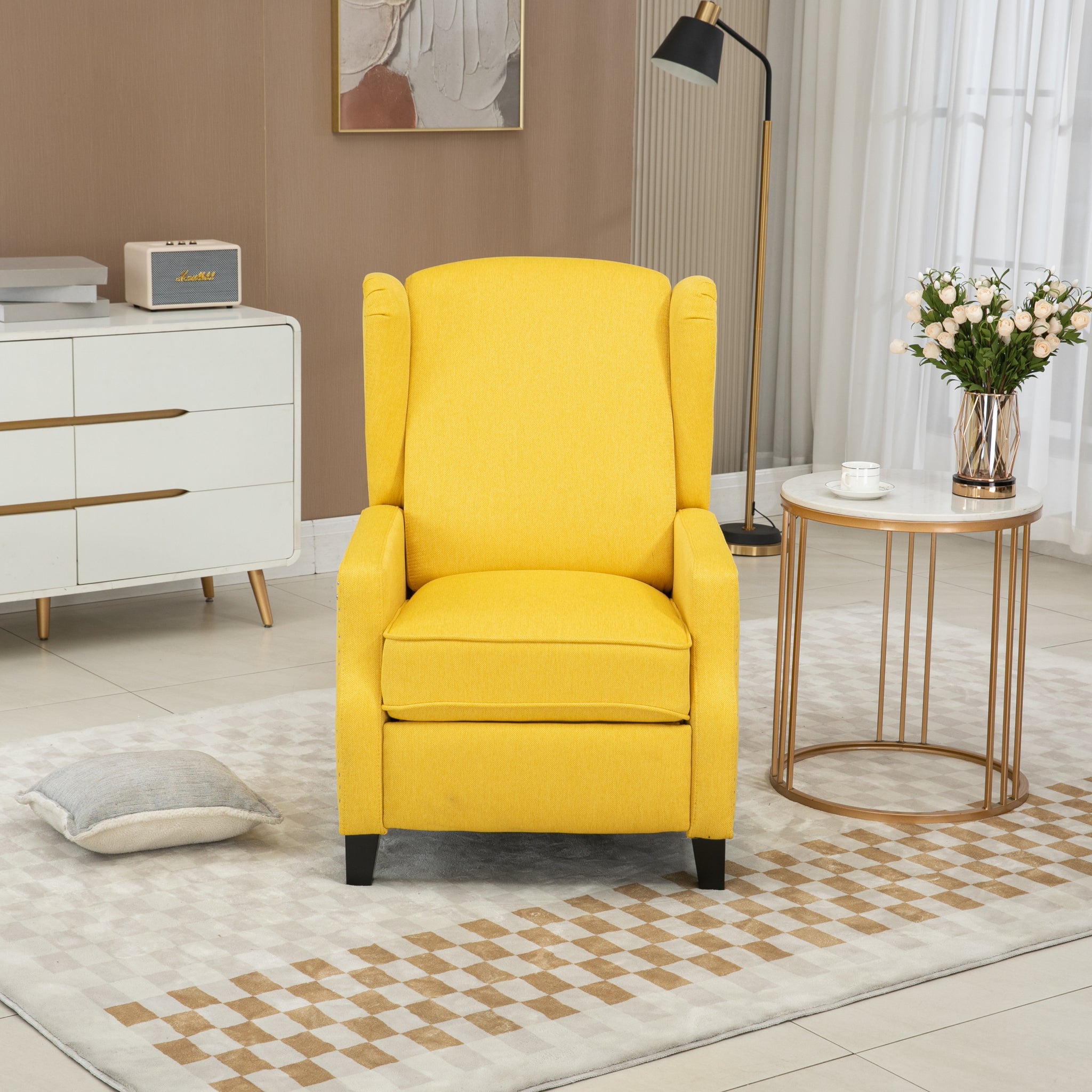 COOLMORE Modern Comfortable Upholstered leisure chair yellow-linen