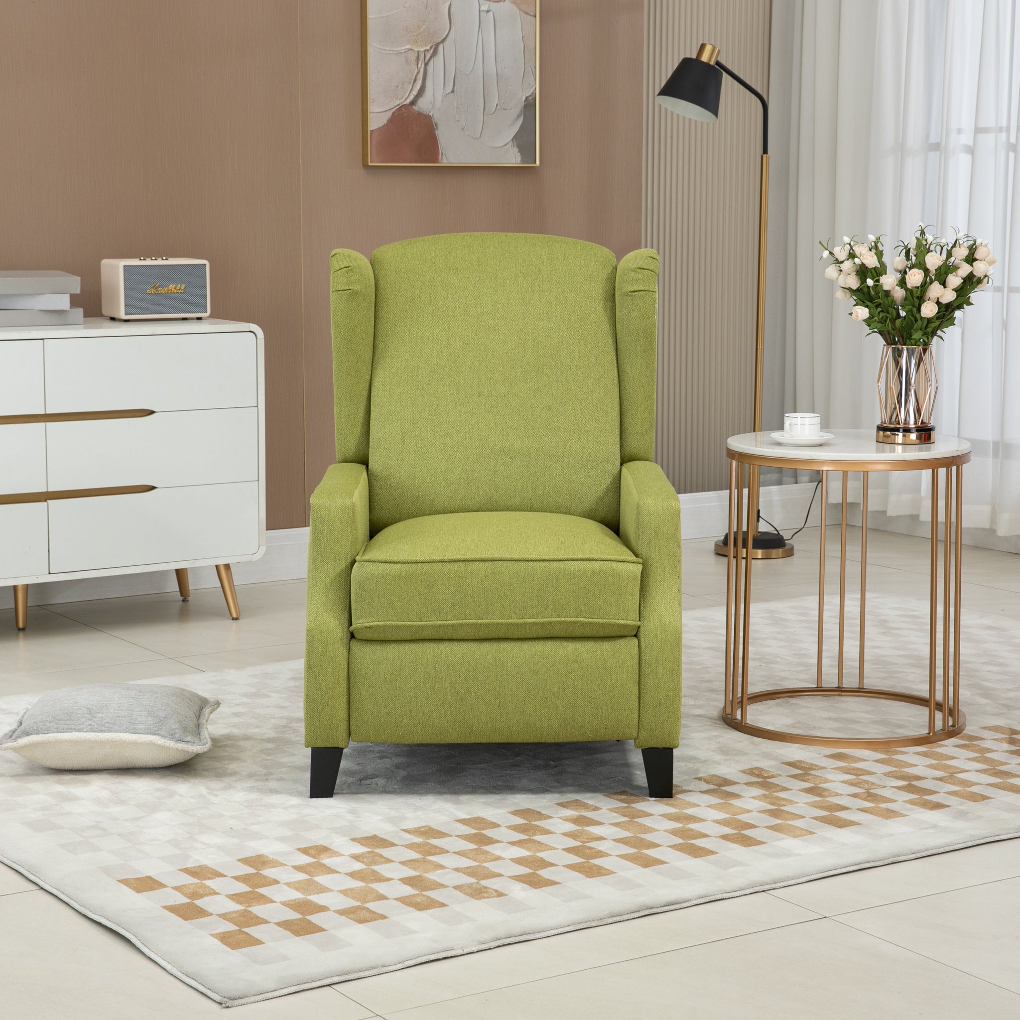 COOLMORE Modern Comfortable Upholstered leisure chair olive green-linen