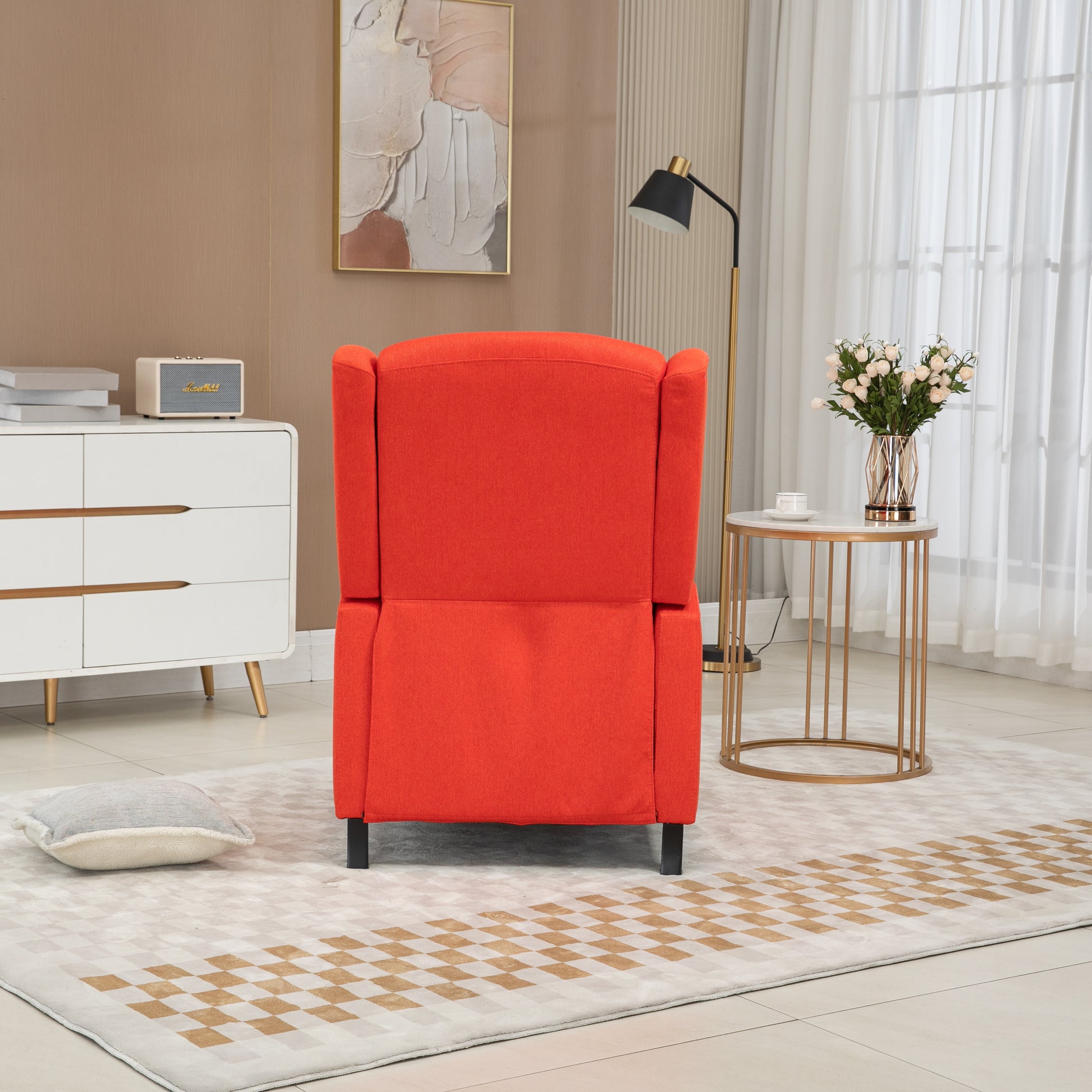 Coolmore Modern Comfortable Upholstered Leisure Chair Recliner Chair For Living Room Red Linen