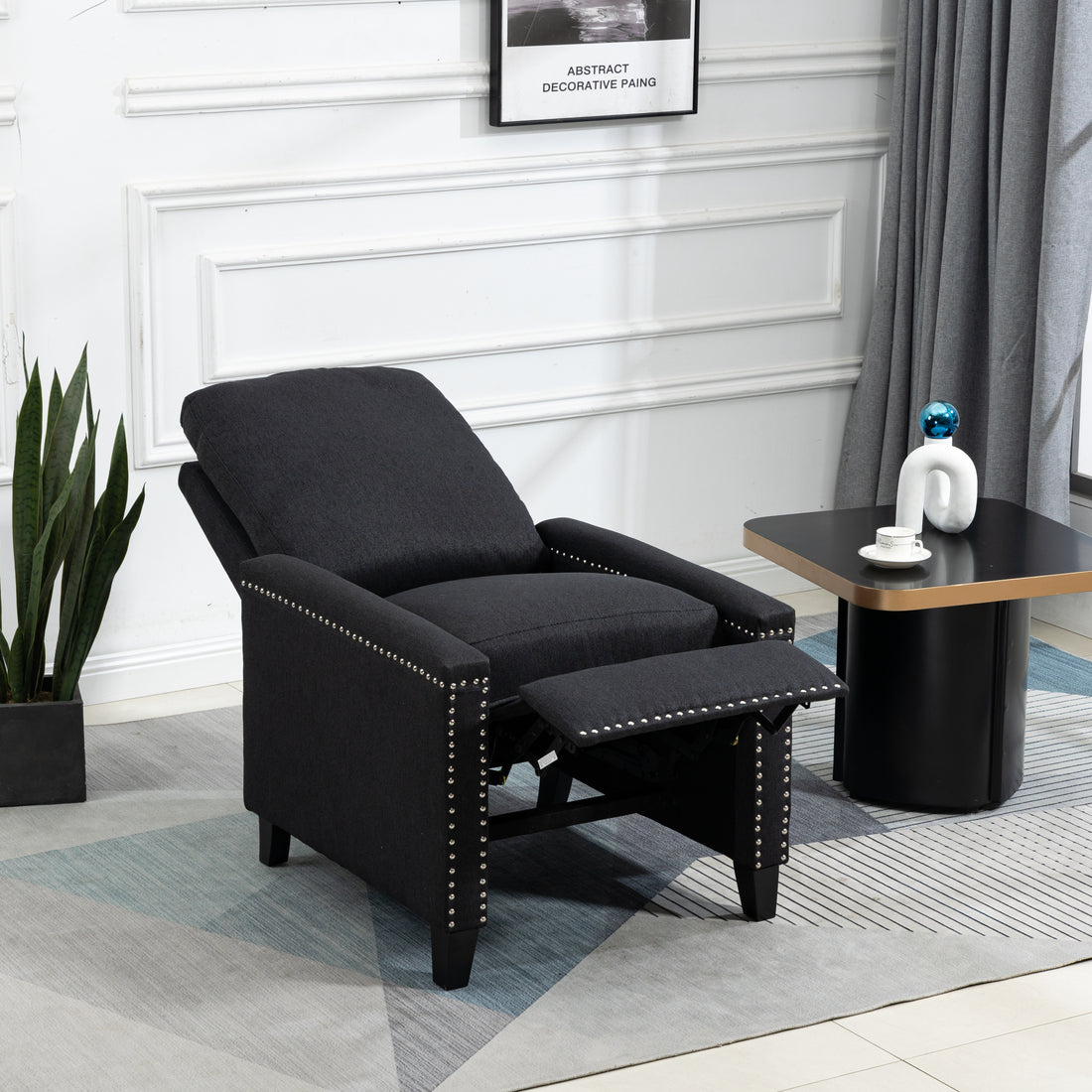 Coolmore Modern Comfortable Upholstered Leisure Chair Recliner Chair For Living Room Black Velvet