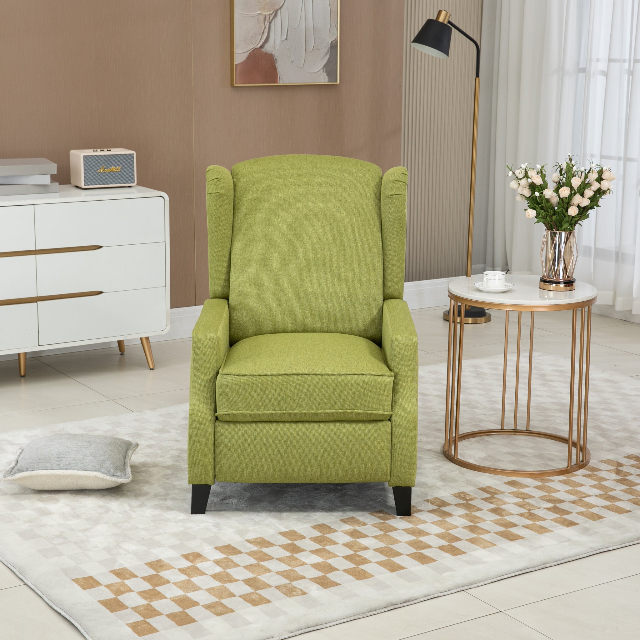 COOLMORE Modern Comfortable Upholstered leisure chair olive green-linen