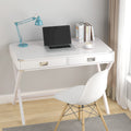 Computer Desk With Storage,Solid Wood Desk With Drawers, Modern Study Table For Home Office,Small Writing White Solid Wood Mdf