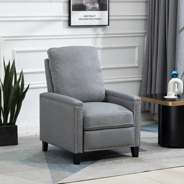 Coolmore Modern Comfortable Upholstered Leisure Chair Recliner Chair For Living Room Gray Velvet