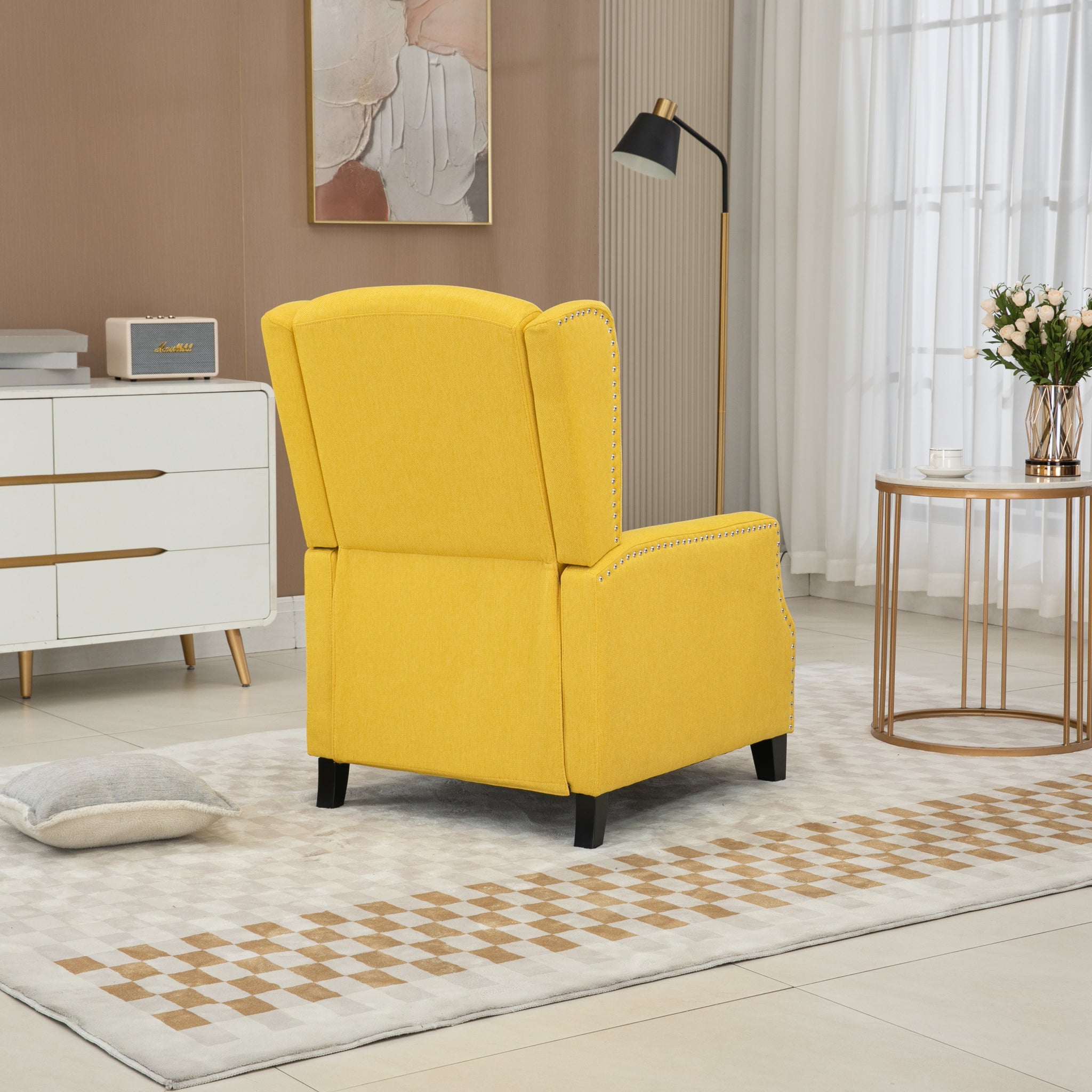 COOLMORE Modern Comfortable Upholstered leisure chair yellow-linen