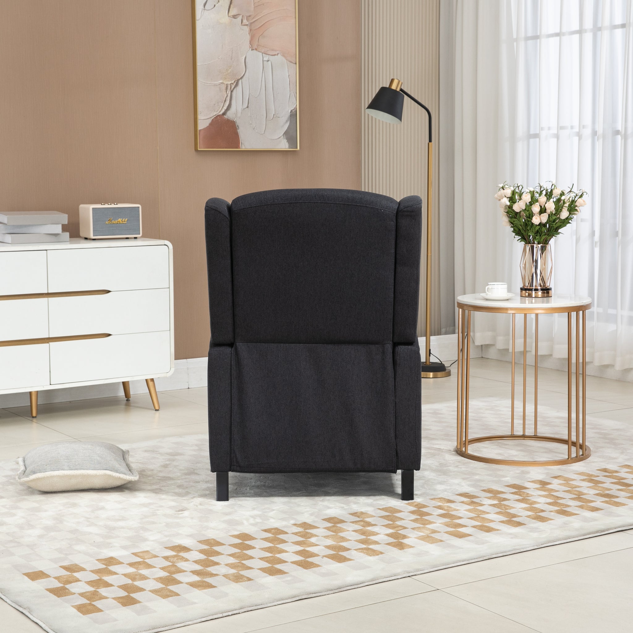 COOLMORE Modern Comfortable Upholstered leisure chair black-linen