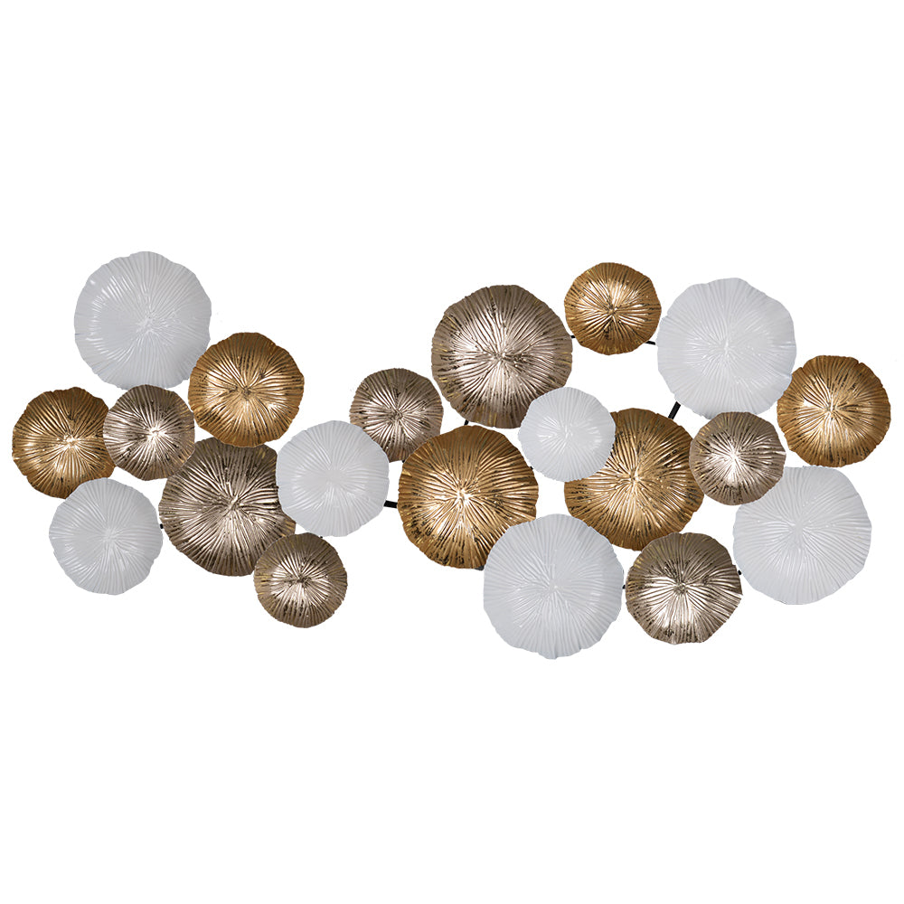 24.5" x 18" Contemporary Metal Wall Decor Accent golden+white-metal