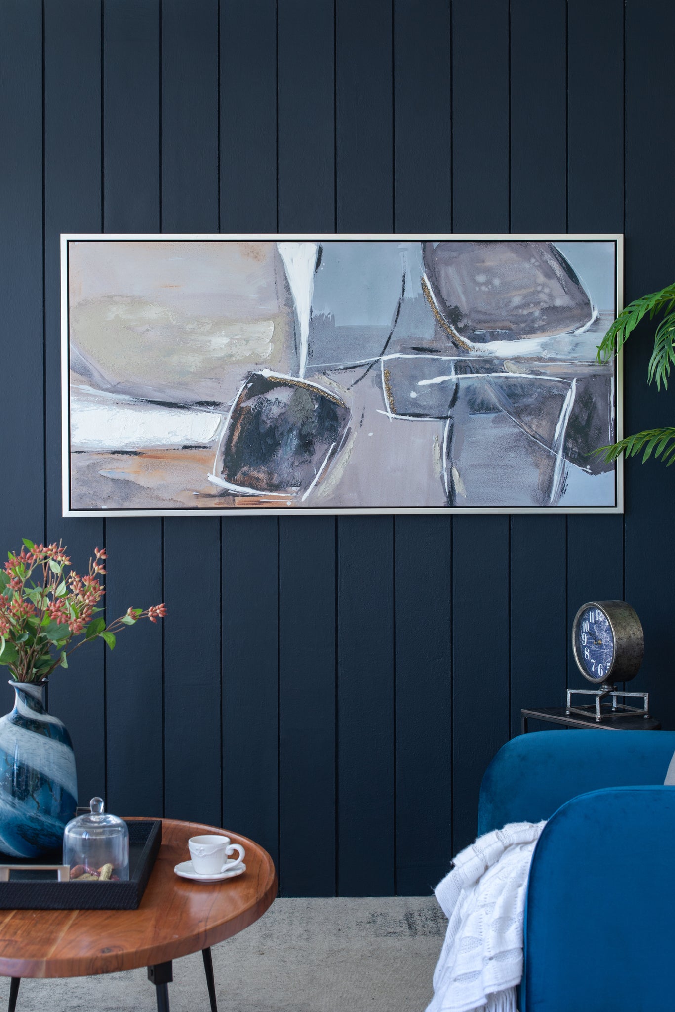 59" x 30" Large Modern Oil Painting, Framed Landscape multicolor-polyester