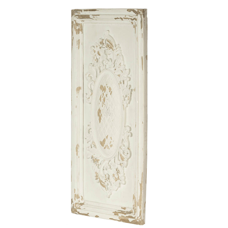 18" X 39.5" Large White Wall Art Panel, Rectangle Wall Sculpture, Wall D Cor For Living Room Dining Room Office Bedroom Cream Magnesium Oxide