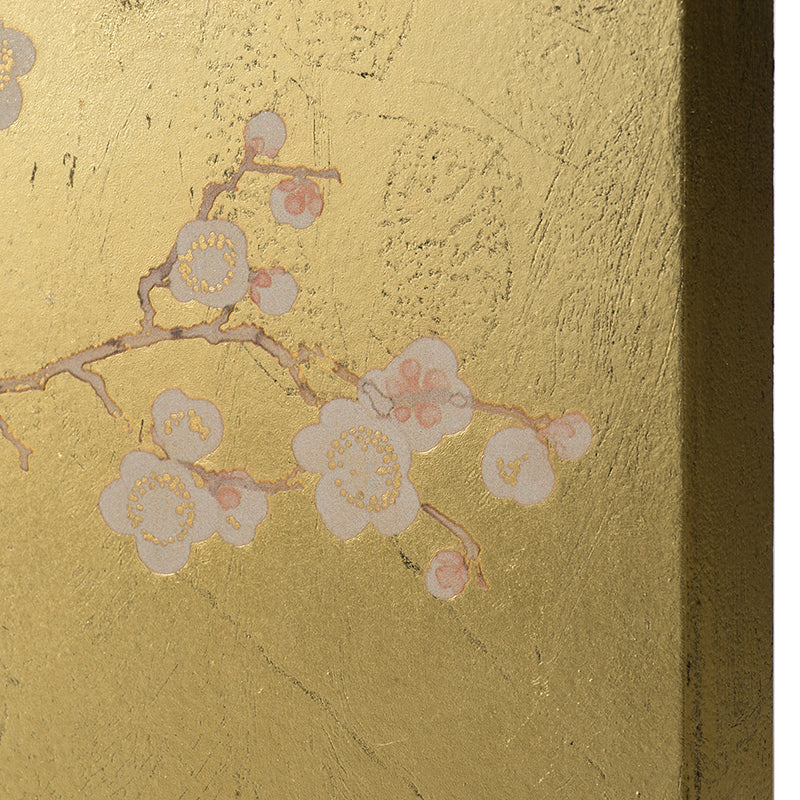 Set Of 2 Cherry Blossom Wall Art Panels, Wall Decor For Living Room Dining Room Office Bedroom, 21.5" X 47" Gold Mdf