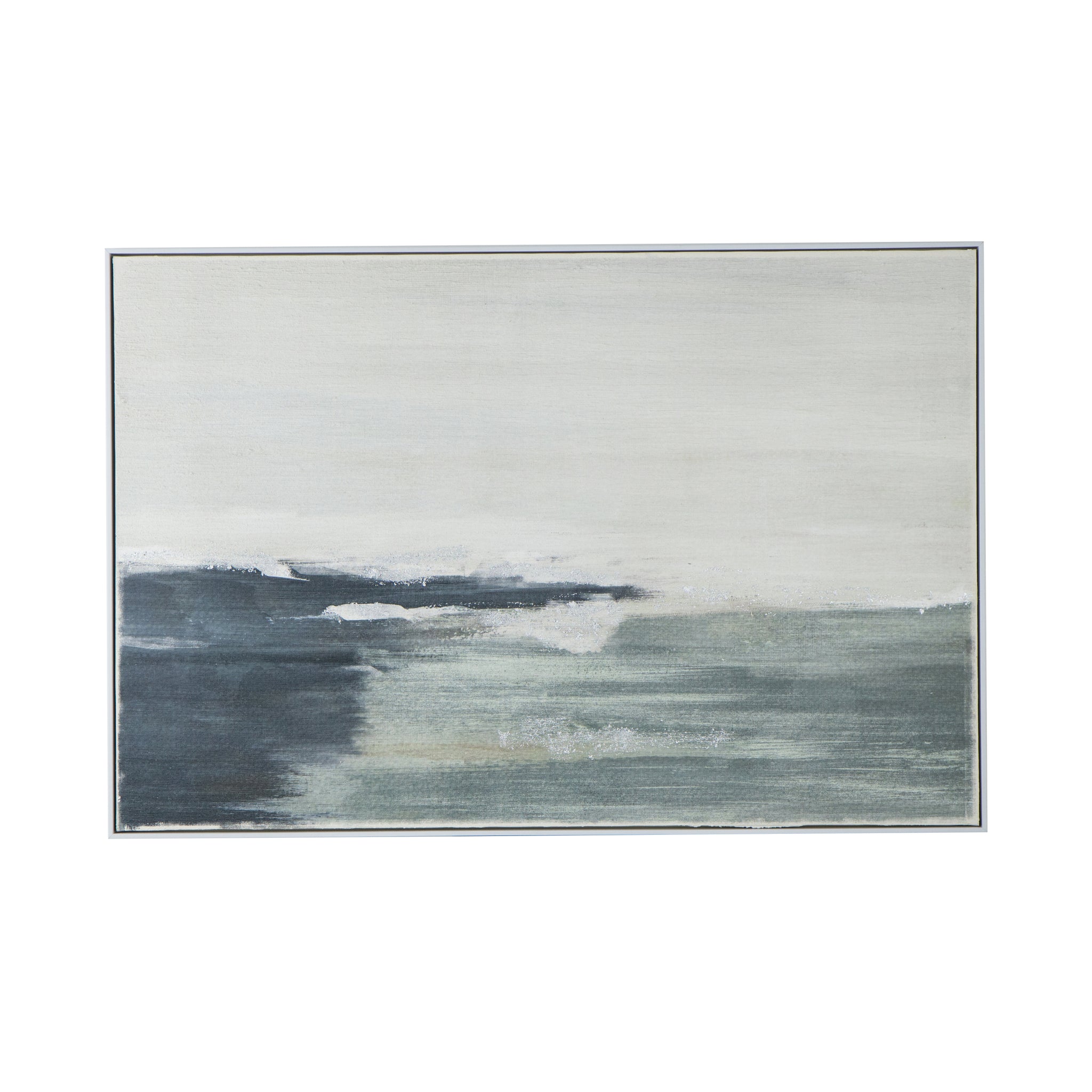 32.5" x 48" Large Rectangle Framed Wall Art Ocean white+blue-canvas