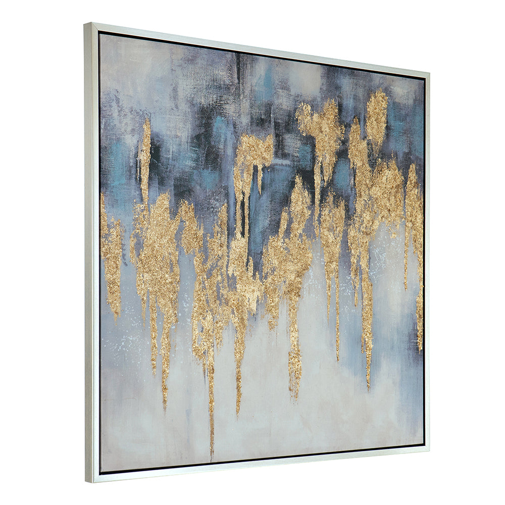 39.5" x 39.5" Modern Oil Painting, Square Framed Wall multicolor-polyester