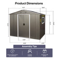 8Ft X 6Ft Outdoor Metal Storage Shed With Window Grey W540S00016 Grey Iron