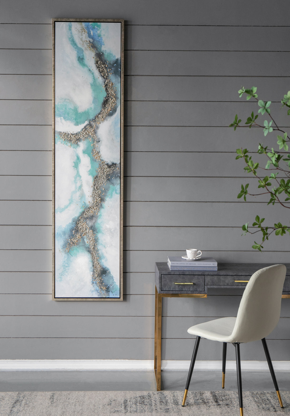 Set of 2 Elongated Modern Abstract Oil Painting