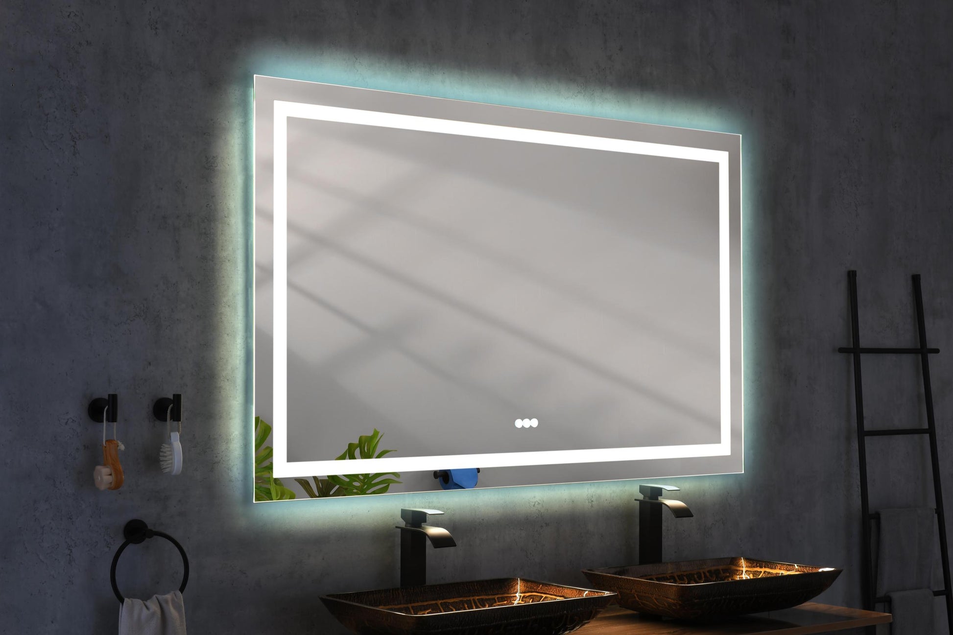 96*48bathroom led mirror is multi functional and each white-aluminium