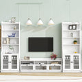 Chic Elegant Entertainment Wall Unit With Tall Cabinets, Modern Tv Console Table For Tvs Up To 65