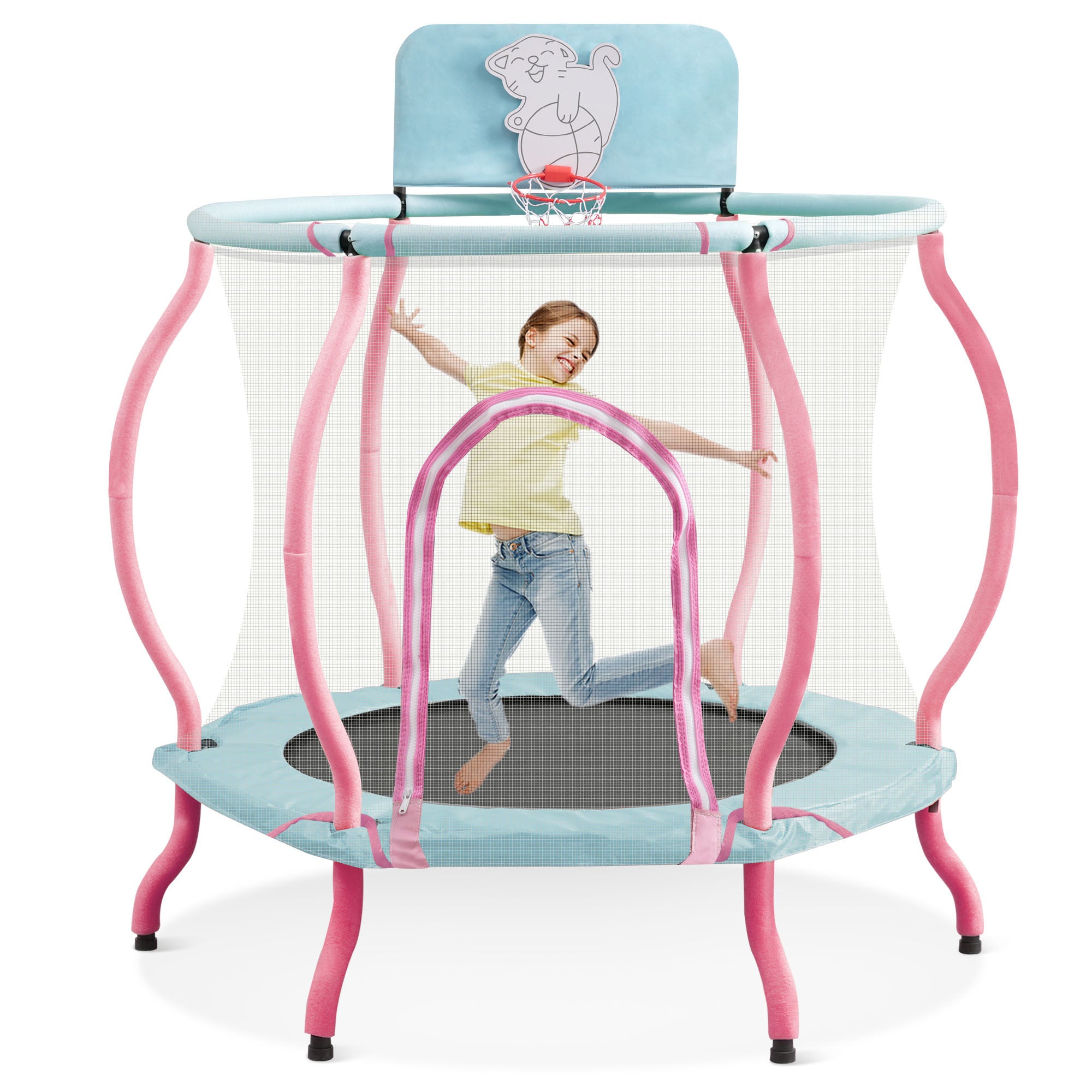 4FT Trampoline for Kids 48" Indoor Mini Toddler baby blue-metal