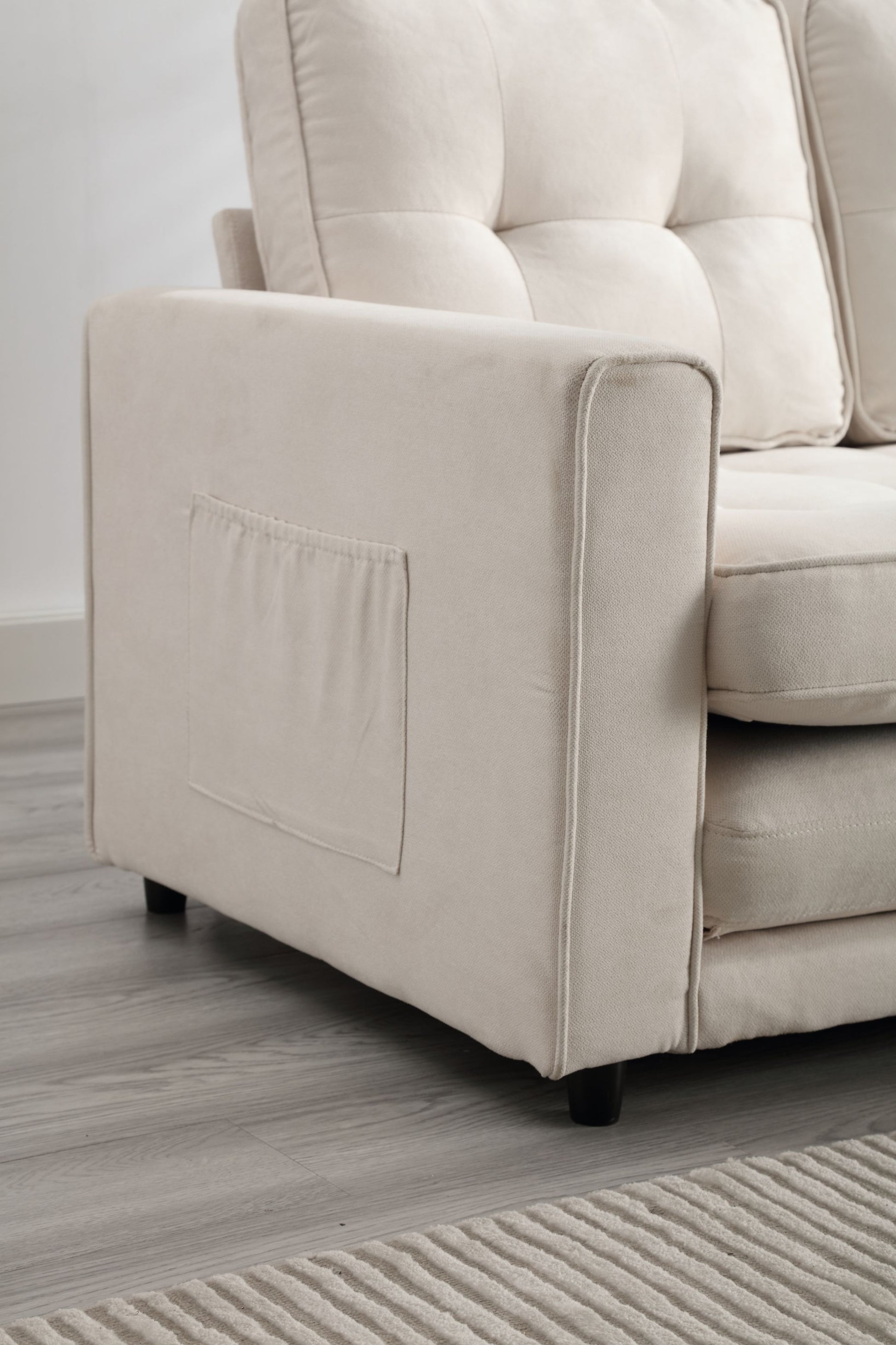 3 Fold Sofa,Convertible Futon Couch Sleeper Sofabed,Space Saving Seat,Pull Out Couch Bed For Living Room,Dark Gray & Light Gray & Beige,Velvet Linen Fabric Beige Velvet Wood Primary Living Space Medium Soft Loose Back Modern Square Arms Velvet 2 Seat