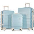 Luggage Sets Model Expandable Abs Hardshell 3Pcs Clearance Luggage Hardside Lightweight Durable Suitcase Sets Spinner Wheels Suitcase With Tsa Lock 20''24''28'' Golden Blue And Beige Blue Abs