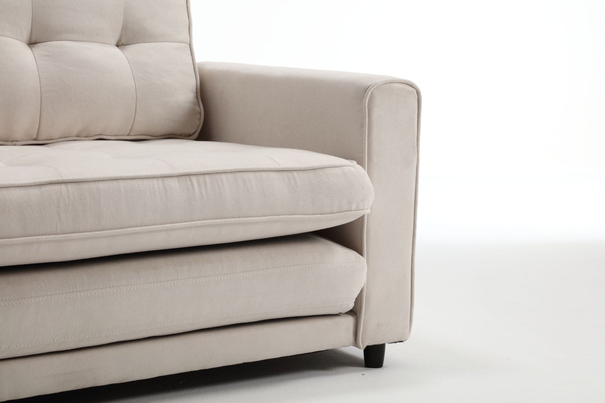 3 Fold Sofa,Convertible Futon Couch Sleeper Sofabed,Space Saving Seat,Pull Out Couch Bed For Living Room,Dark Gray & Light Gray & Beige,Velvet Linen Fabric Beige Velvet Wood Primary Living Space Medium Soft Loose Back Modern Square Arms Velvet 2 Seat