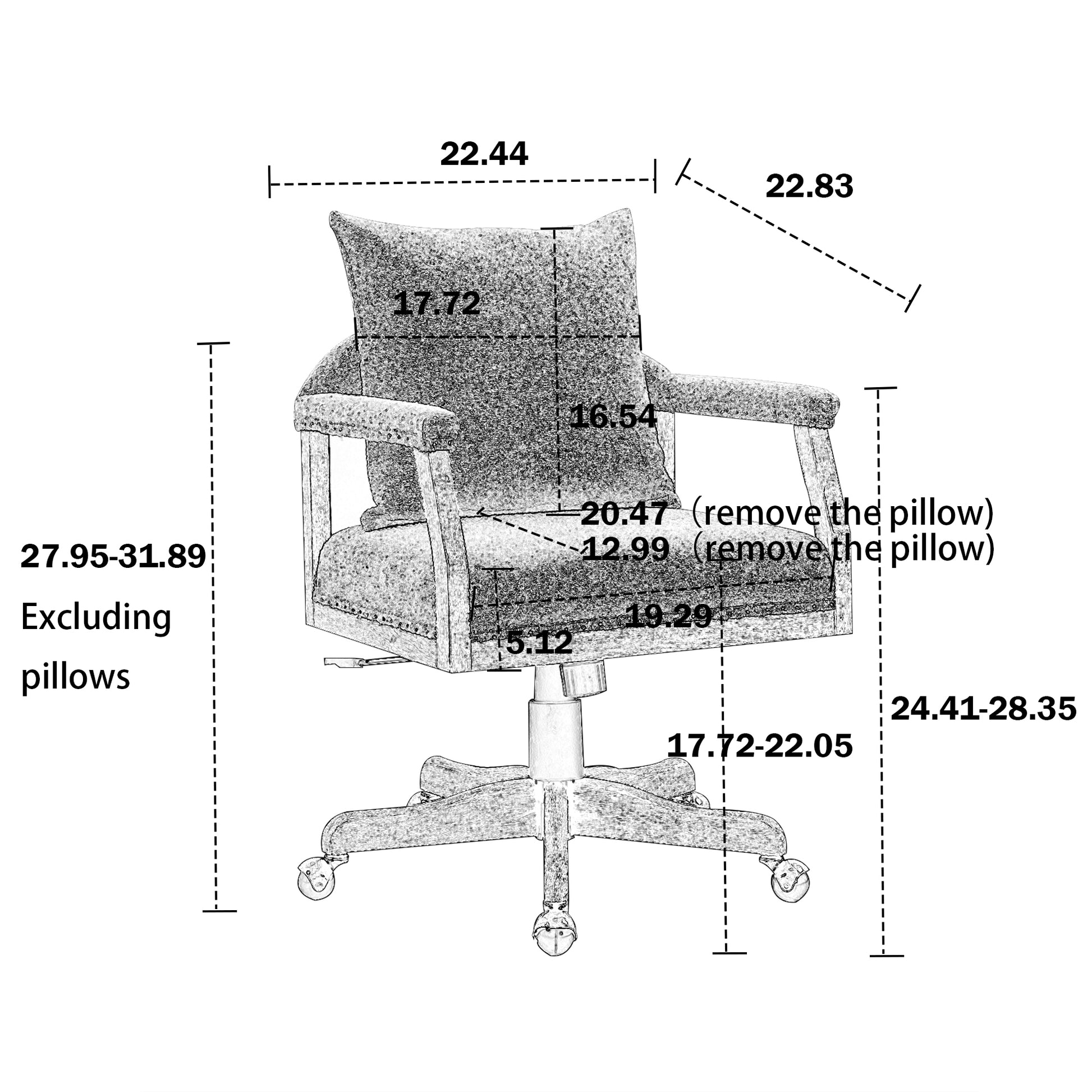 Coolmore Computer Chair Office Chair Adjustable Swivel Chair Fabric Seat Home Study Chair Orange Boucle