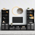 Chic Elegant Entertainment Wall Unit With Tall Cabinets, Modern Tv Console Table For Tvs Up To 65