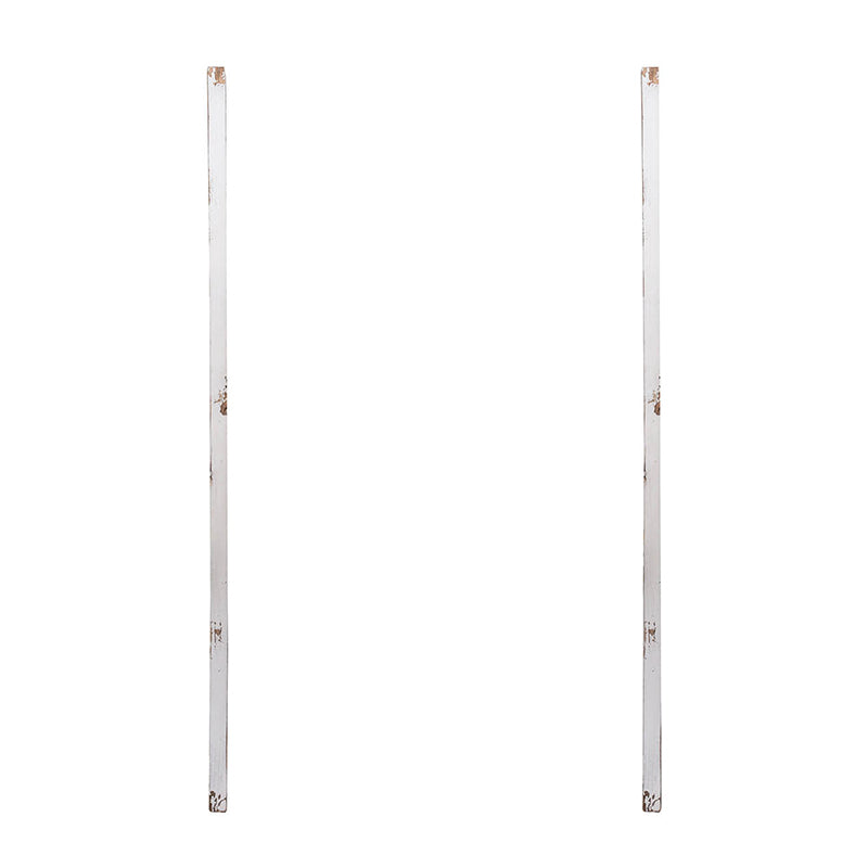 Set Of 2 Large Wooden Wall Art Panels With Distressed White Finish And Round Mirror Accents,17" X 48" White Wood