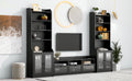 Chic Elegant Entertainment Wall Unit With Tall Cabinets, Modern Tv Console Table For Tvs Up To 65