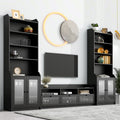 Chic Elegant Entertainment Wall Unit With Tall Cabinets, Modern Tv Console Table For Tvs Up To 65