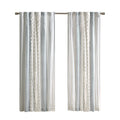 Cotton Printed Curtain Panel With Chenille Stripe And Lining Only 1 Pc Panel Multicolor Cotton