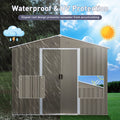 8Ft X 10Ft Outdoor Metal Storage Shed With Metal Floor Base,With Window,Grey W540S00017 Grey Iron
