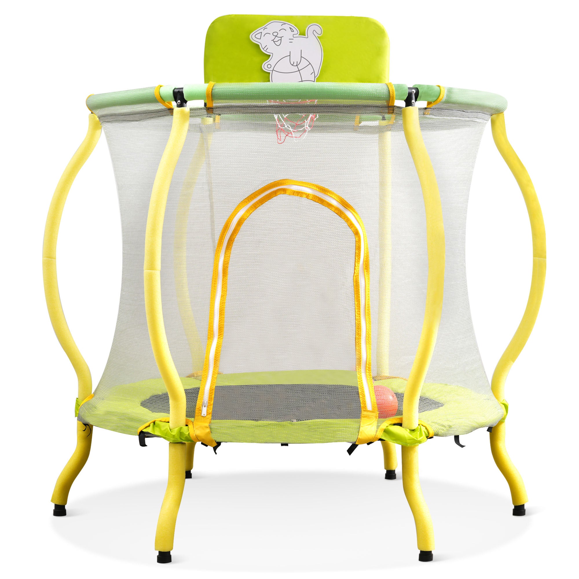 4FT Trampoline for Kids 48" Indoor Mini Toddler light yellow-metal