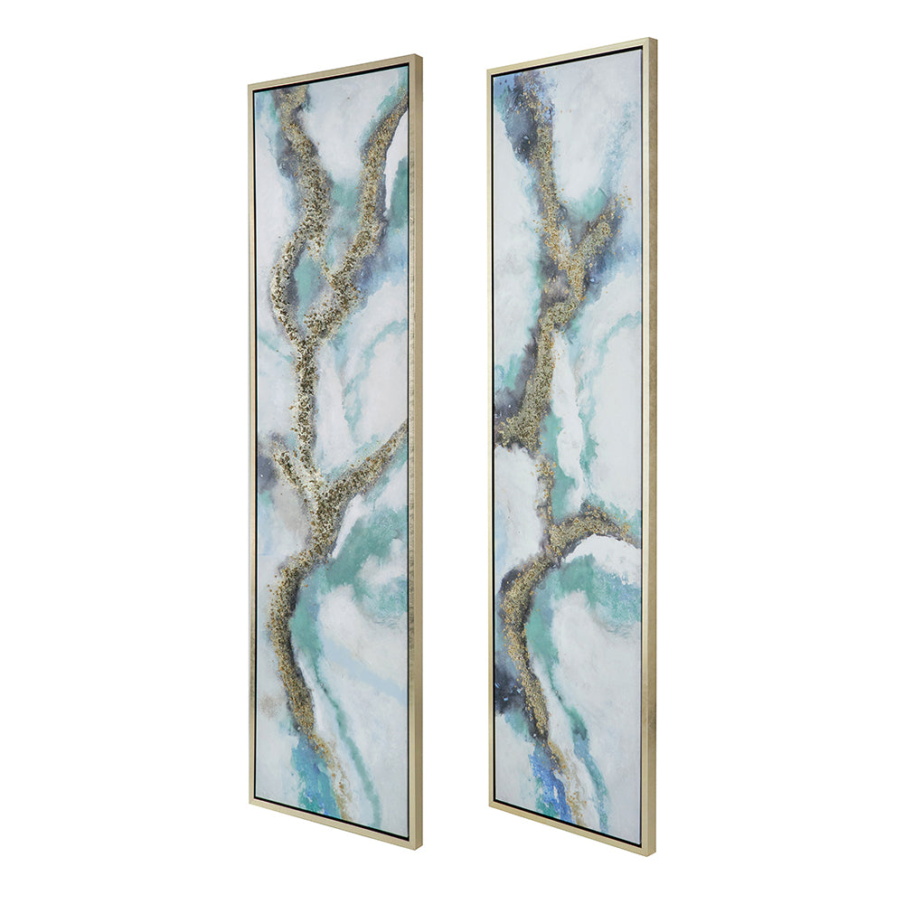 Set of 2 Elongated Modern Abstract Oil Painting