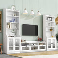 Chic Elegant Entertainment Wall Unit With Tall Cabinets, Modern Tv Console Table For Tvs Up To 65