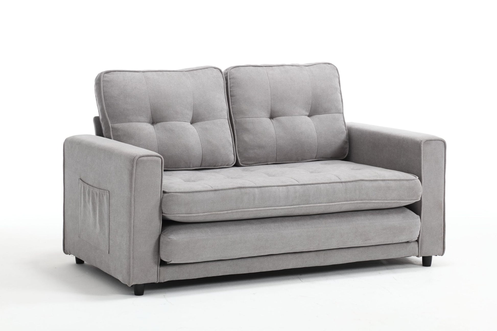 3 Fold Sofa,Convertible Futon Couch Sleeper Sofabed,Space Saving Seat,Pull Out Couch Bed For Living Room,Dark Gray & Light Gray & Beige,Velvet Linen Fabric Light Gray Velvet Wood Primary Living Space Medium Soft Loose Back American Design,Classic,Luxury