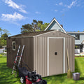 8Ft X 10Ft Outdoor Metal Storage Shed With Metal Floor Base,With Window,Grey W540S00017 Grey Iron