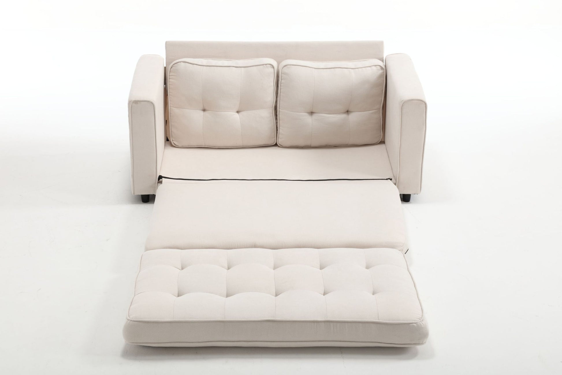 3 Fold Sofa,Convertible Futon Couch Sleeper Sofabed,Space Saving Seat,Pull Out Couch Bed For Living Room,Dark Gray & Light Gray & Beige,Velvet Linen Fabric Beige Velvet Wood Primary Living Space Medium Soft Loose Back Modern Square Arms Velvet 2 Seat