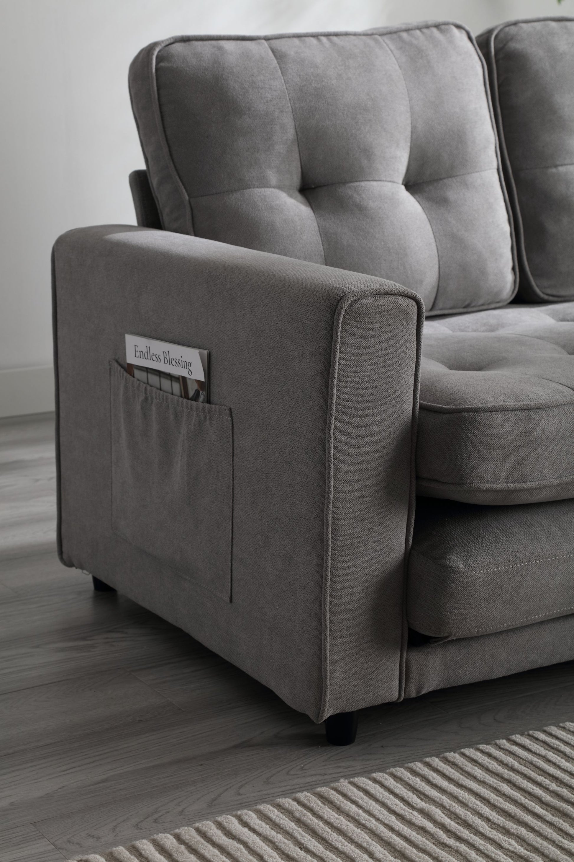 3 Fold Sofa,Convertible Futon Couch Sleeper Sofabed,Space Saving Seat,Pull Out Couch Bed For Living Room,Dark Gray & Light Gray & Beige,Velvet Linen Fabric Light Gray Velvet Wood Primary Living Space Medium Soft Loose Back American Design,Classic,Luxury