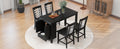 Counter Height 5 Piece Dining Table Set With Faux Marble Tabletop, Solid Wood Table Set With Storage Cabinet And Drawer, Black Wood Dining Room Solid Wood Rubberwood Rectangular Sideboard Included Wood Black Ladder Back Seats 4 60 Inches Rustic 4 Leg