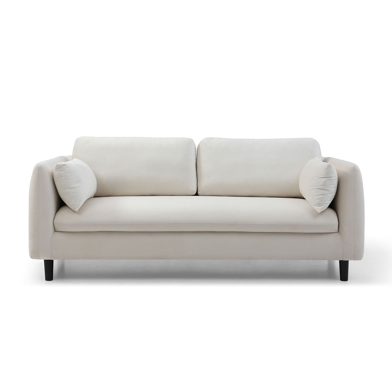 Pillowed Back Cushions and Rounded Arms, Durable beige-fabric