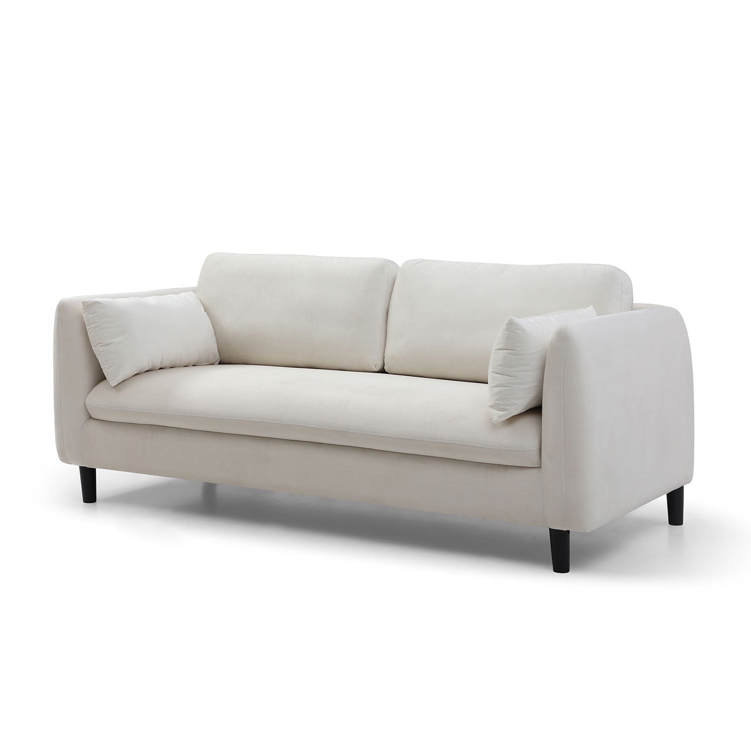 Pillowed Back Cushions and Rounded Arms, Durable beige-fabric