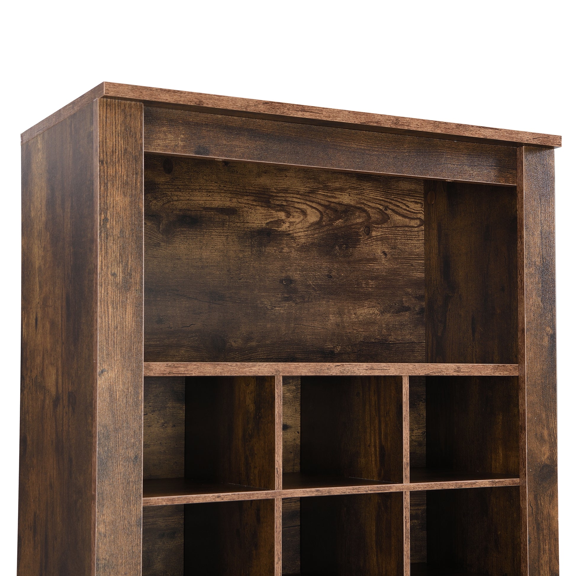 Stylish Design 30 Shoe Cubby Console, Contemporary Shoe Cabinet With Multiple Storage Capacity, Free Standing Tall Cabinet With Versatile Use For Hallway, Bedroom, Rustic Brown Filing Cabinets Rustic Brown Primary Living Space Particle Board