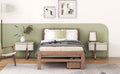 Modern Design Twin Size Platform Bed Frame With 2 Drawers For Walnut Color Twin Walnut Rubber Wood