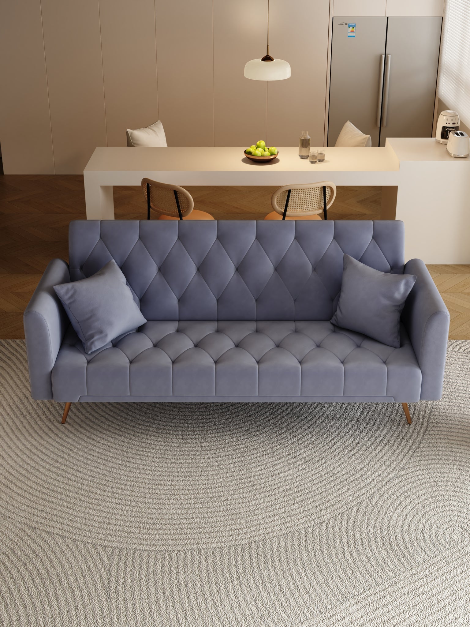 71" Convertible Double Folding Living Room Sofa Bed gray-velvet
