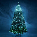 7.6 Ft Classic Pine Tree Christmas Tree, Gradient Tree Design, Artificial Pvc Tips And Sturdy Iron Frame, 300 Cool White Led Lights Green Pvc