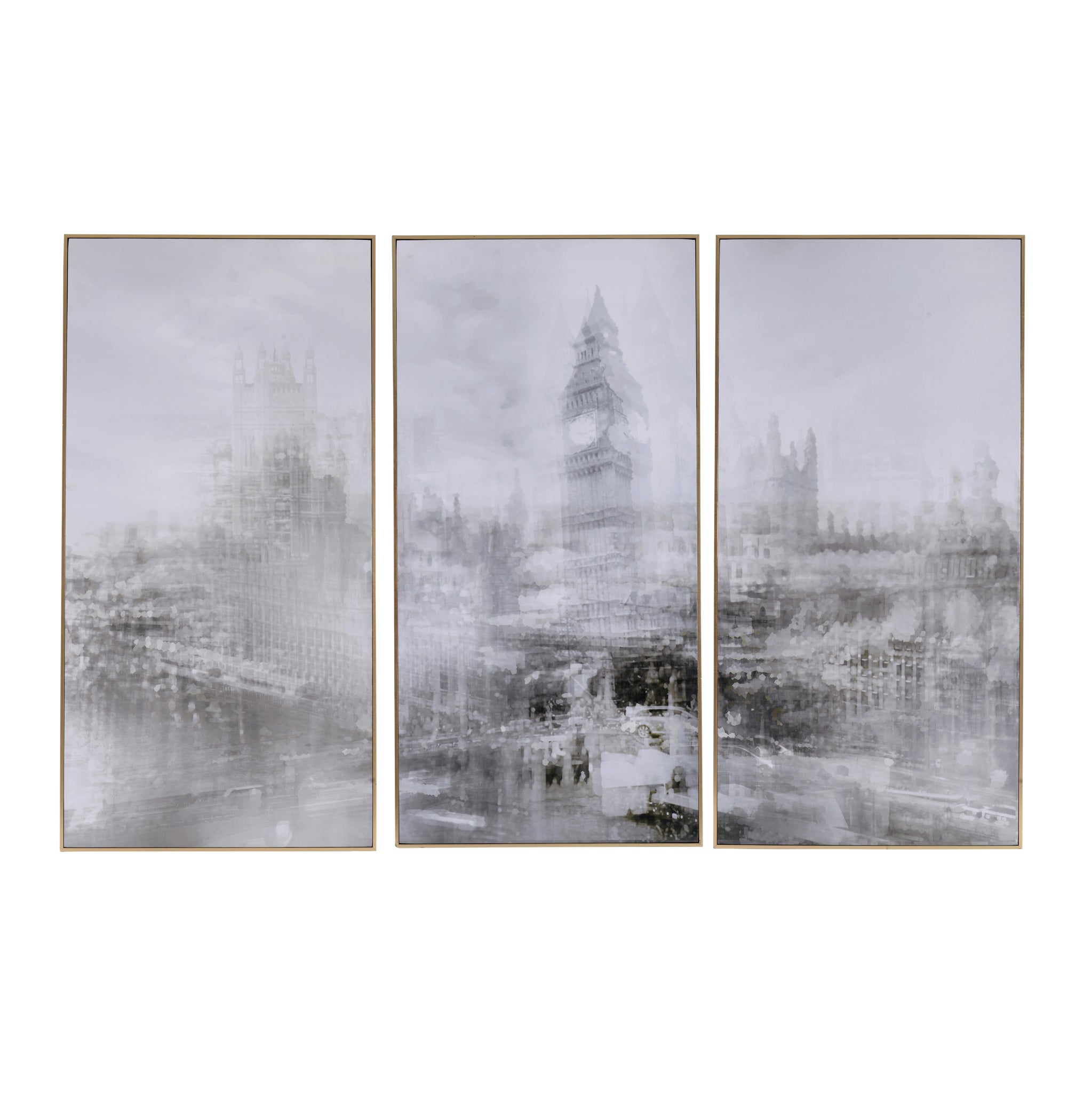 35.5" x 71" Foggy City Rectangle Framed Wall Art