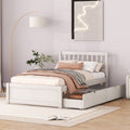 Modern Design Wooden Twin Size Platform Bed With 2 Drawers For White Washed Color White Washed Rubber Wood