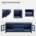 Tv Stand For Tvs Up To 60'', Entertainment Center With Multifunctional Storage Space, Tv Cabinet With Modern Design, Media Console For Living Room, Bedroom Blue 50 59 Inches 50 59 Inches 60 Inches Mdf