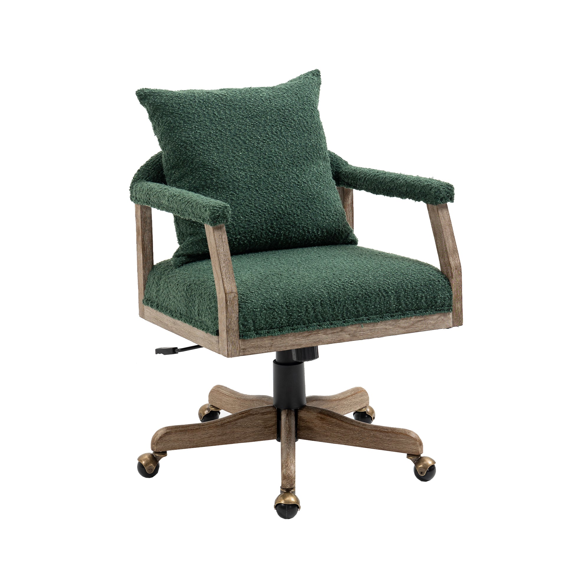 Coolmore Computer Chair Office Chair Adjustable Swivel Chair Fabric Seat Home Study Chair Emerald Boucle